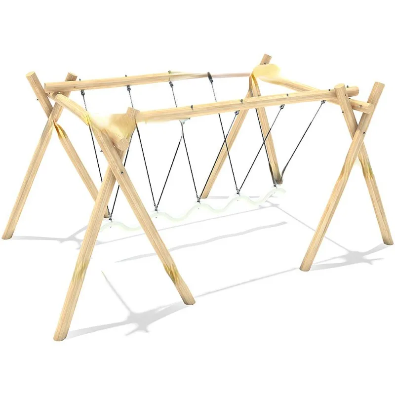 Dream kids outdoor unique multi-user nature timber snake cocowave pendulum rope swing set playground equipment for children