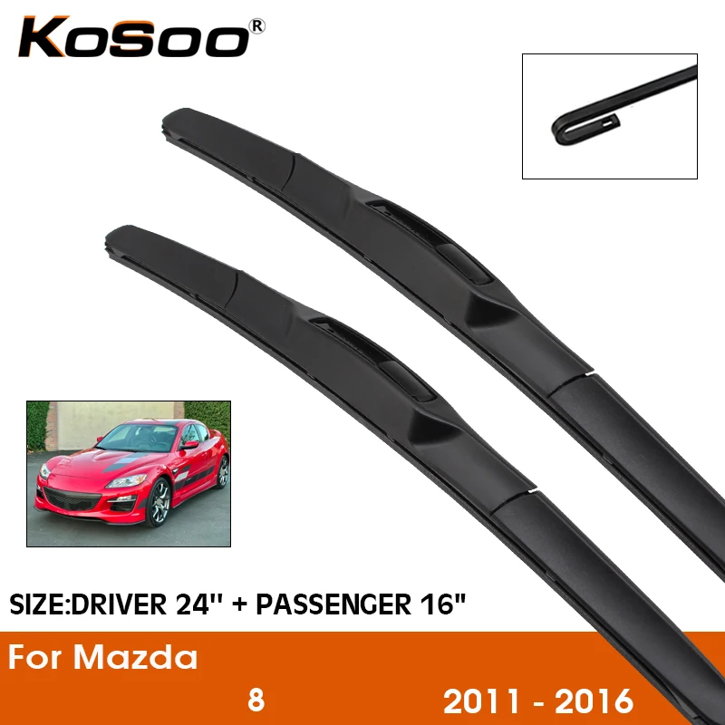 

Car Wiper Blade For Mazda 8 2011-2016 Windshield Rubber Silicon Refill Front Window Wiper 24"+16" LHD RHD Auto Accessories