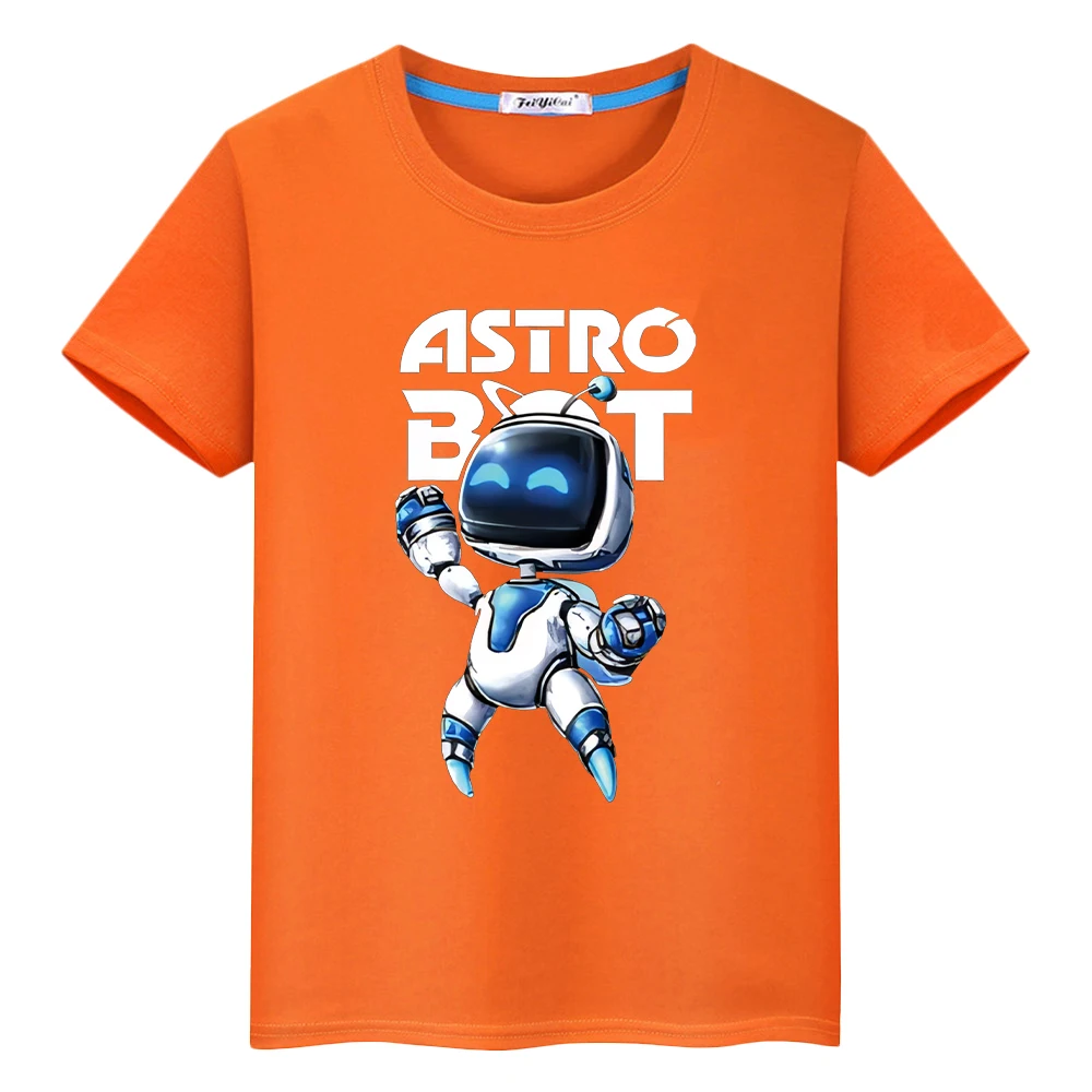 t shirt for kids boy 10years Game Astro Bot print 100%Cotton Kawaii Tops anime Short y2k one piece Cartoon t-shirt girls clothes