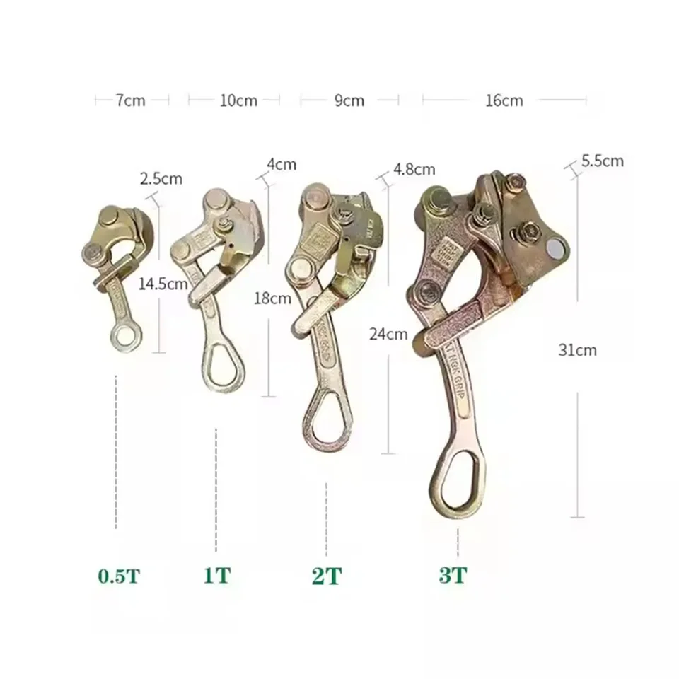 Electrician Wire Puller Tensioner Wire Rope Jammer Tool 0.5T 1T 2T 3T Metal Wire Rope Clip Double Hook Wire Tightener Power
