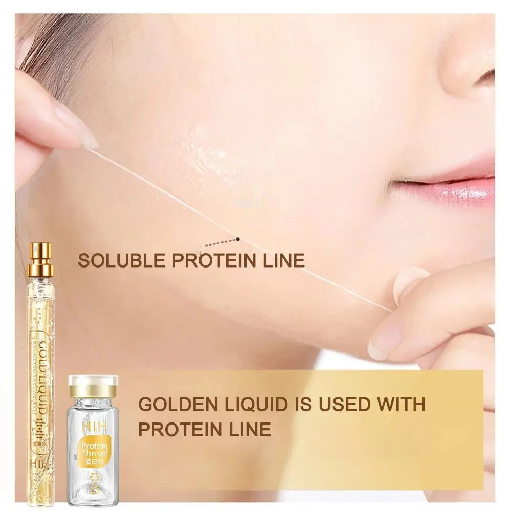 24K Gold Face Serum Active Collagen Absorbable Silk Thread Anti-Aging Smoothing Firming Moisturizing Hyaluronic Skin Care