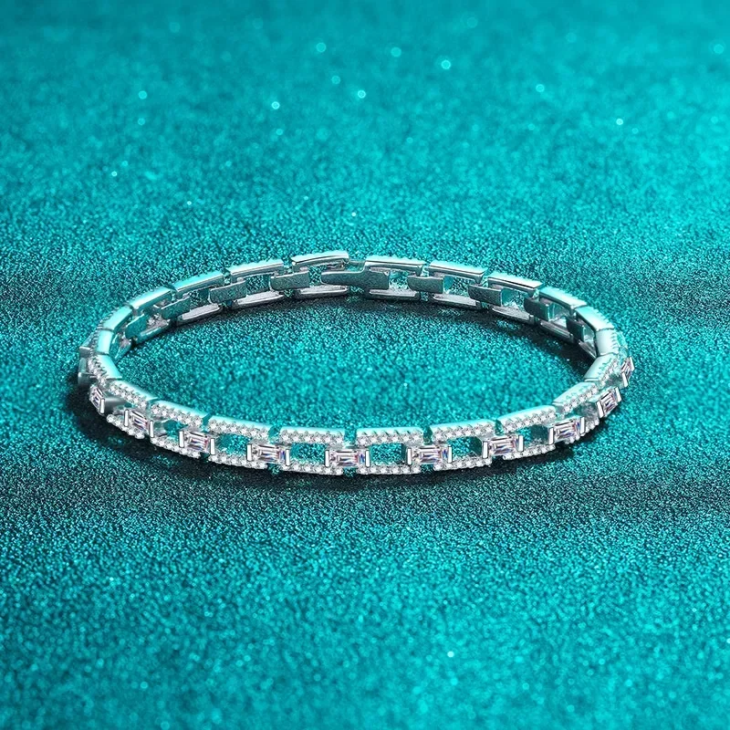 New PT950 Platinum Luxury Sparkling Bangles, 6-7inch 3/3.2/3.5CT All Moissanite Brilliant Bracelet Fine Jewelry for Women Gift