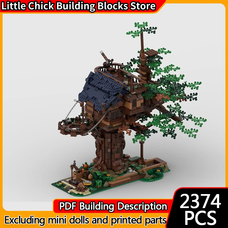 

Модель City Street View MOC, строительные кирпичи, дом на дереве, архитектура, модульная технология, детские праздничные подарки, сборка игрушек, костюм