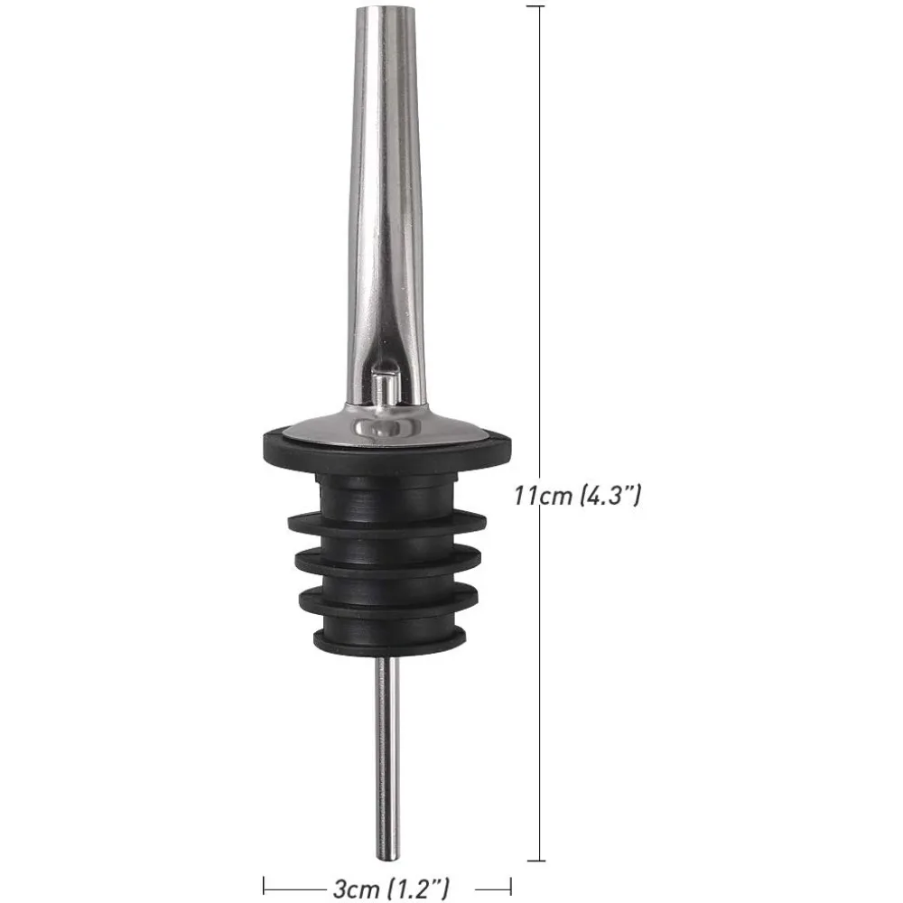 6/12PCS Bottle Pourers Tapered Spout with Rubber Dust Caps, 304 Stainless Steel Pourers, Suitable for Pours Liquor, Vinegar Ect