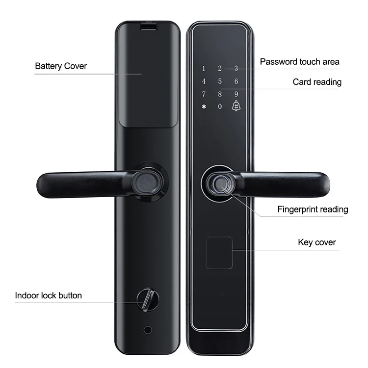 Security Electric Password Fingerprint Ttlock Digital Handle Remote Control Keyless Doorlock Steel Brass Door Smart Lock