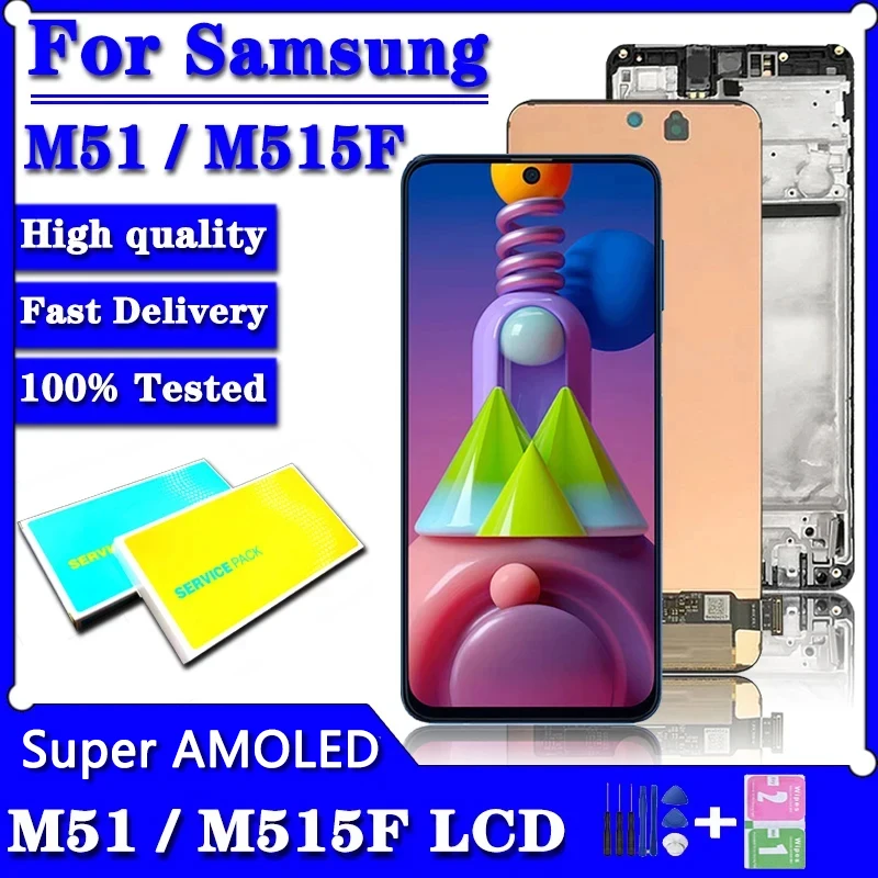 

Super AMOLED M51 LCD For Samsung M51 M515 M515F M515F/DS LCD Display With Touch Screen Digitizer Assembly Replacement