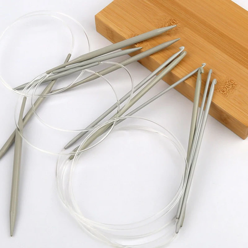 Aluminum Circular Knitting Needles Crochet Needles Pins Needle Craft Tools For Set of Knitting hooks DIY Weaving 40cm Multi Size