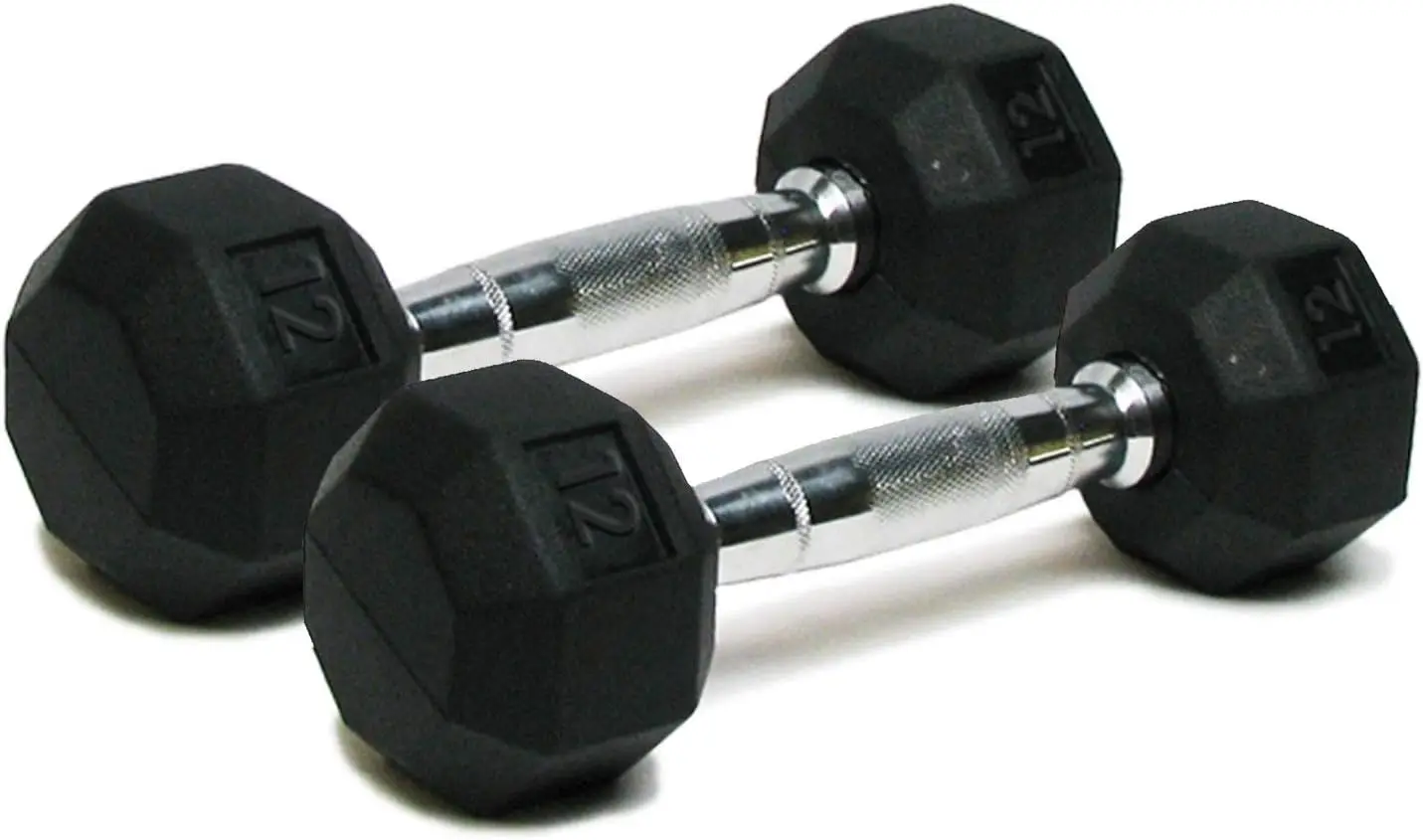 

Набор резиновых гексагональных гантелей (2 шт.) для домашнего спортзала, фитнеса, силовых тренировок, свободные веса для мужчин и женщин