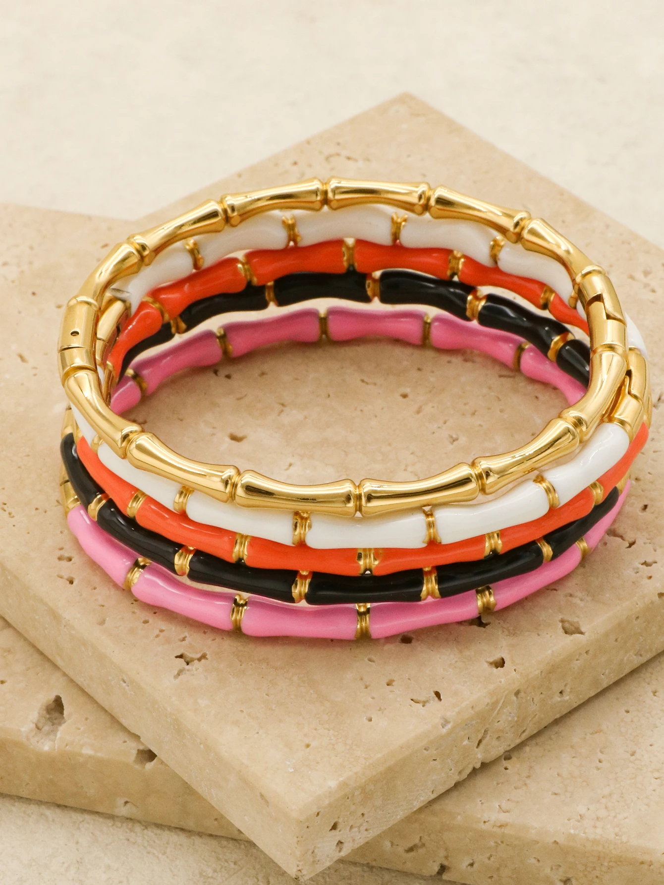 1 Piece Stainless Steel Multicolor Bracelet for Women Bamboo Bracelets Minimalist Fashionable Girl Bangle Jewelry Wholesale