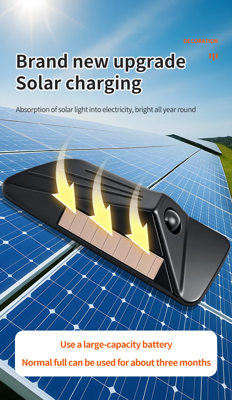 Solarbetriebenes Auto-LED-Simulations-Wachmodus-Licht mit Blatt-Panel zur Überwachung und Diebstahlsicherung, universelle Modifikation – Detail 4