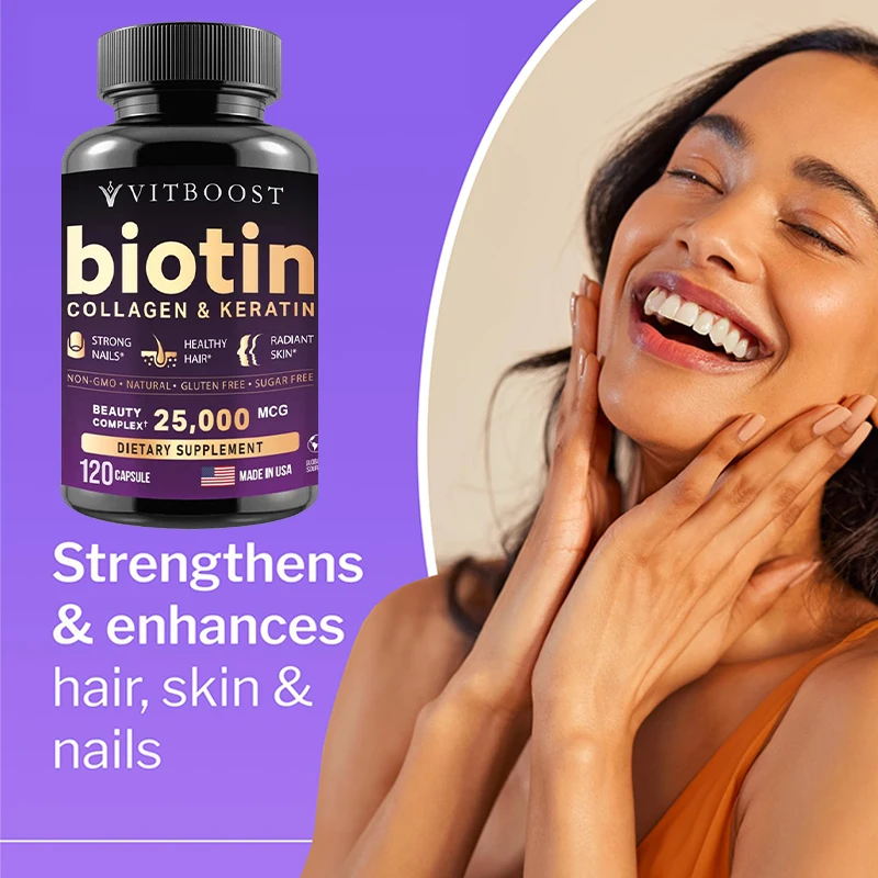 VITBOOST Extra Strength Biotin Supplement | 25000mcg | Supports Healthy Hair, Nails, Skin