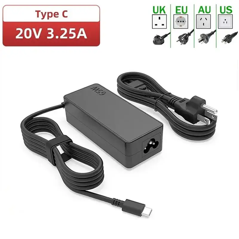 65W 20V 3.25A USB C Laptop Power Adapter Universal Replacement Charger Study Office Travel Essential