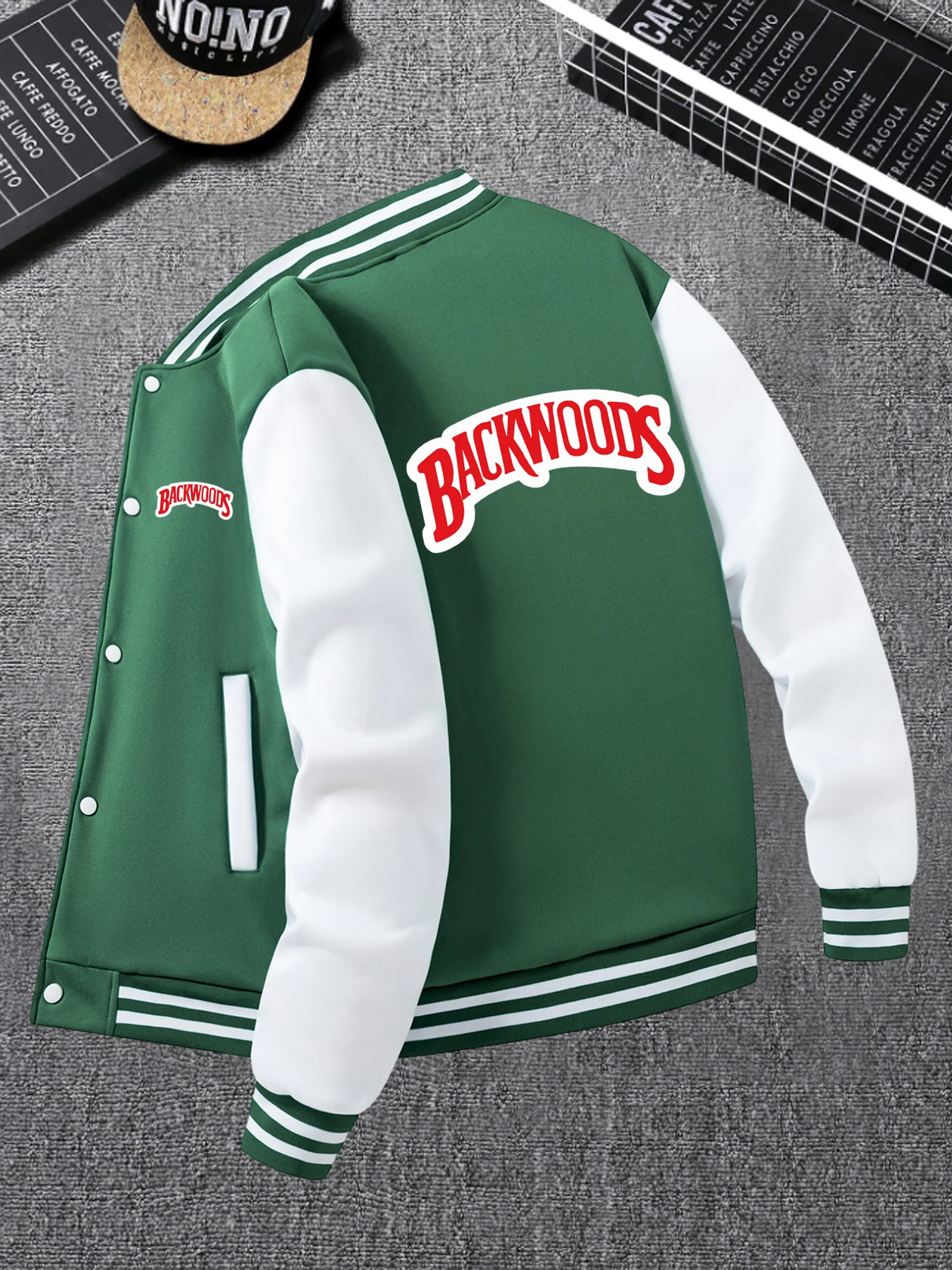 الخريف الشتاء الرجال باكوودز مطبوعة البيسبول سترة معطف فضفاض دافئ يندبروف أبلى موضة شارع العليا في الهواء الطلق الشارع الشهير #5