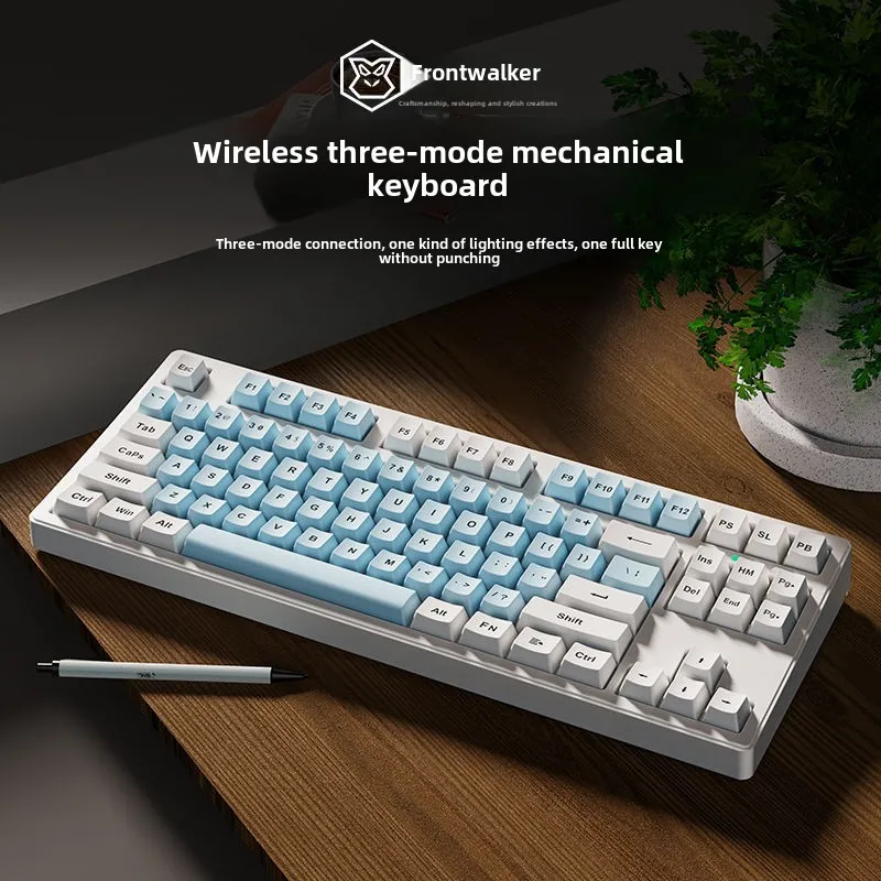 

EWEADN MT87 Wireless Mechanical Keyboard Bluetooth Three Mode Blue Wired Keyboard 87 Keys