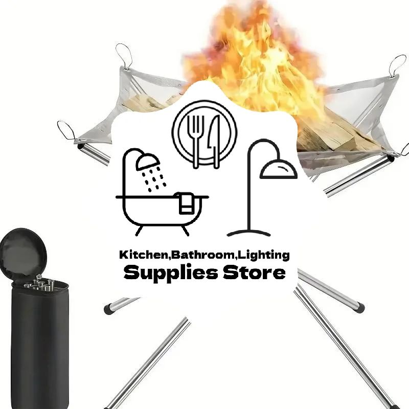 

Foldable Steel Mesh Fire Pit, Lightweight Outdoor Heater for Camping, Backyard, Garden; Convenience Carrying Bag Included
