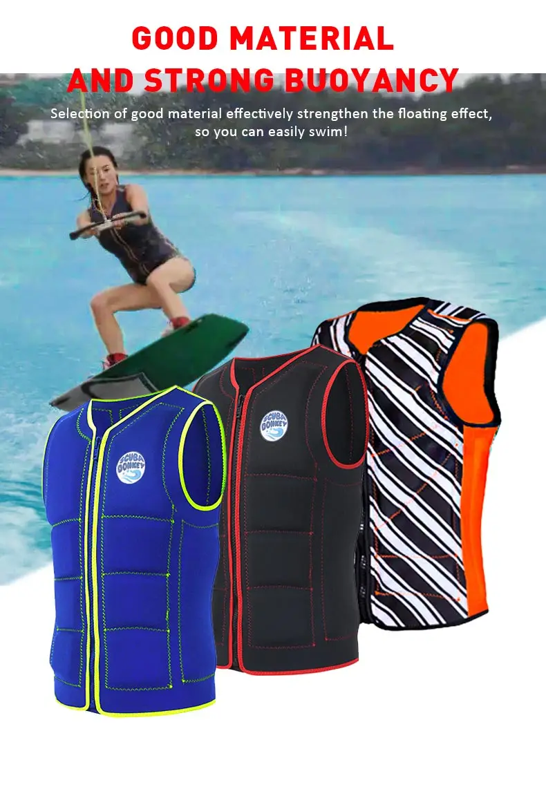 HISEA life jacket outdoor drifting swimming snorkeling suit adjustable safety life vest water sports fishing water skiing vest