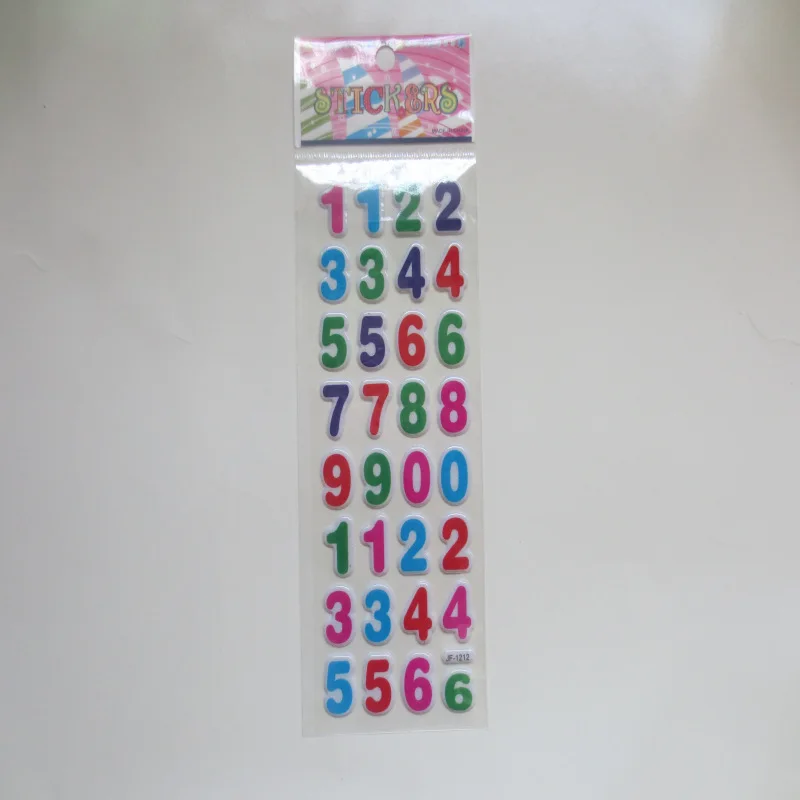 6 Sheets Students Stickers 3D Puffy Bulk Cartoon English Alphabet Letters Number Stickers Educational