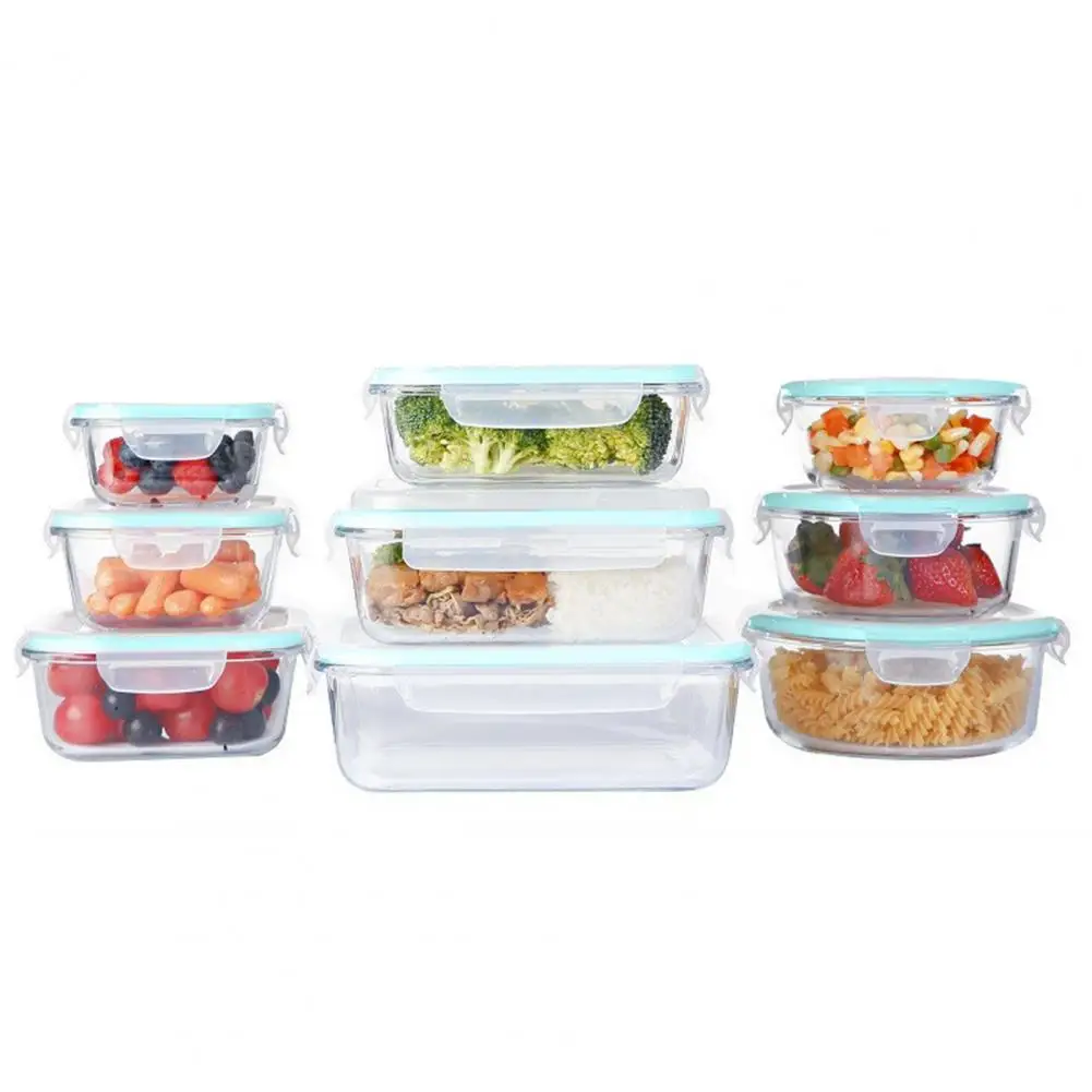 Glass Meal Prep Container Glass Lunchbox Bento Box Set Stackable Meal Prep Containers with Airtight Lids Reusable Food Storage