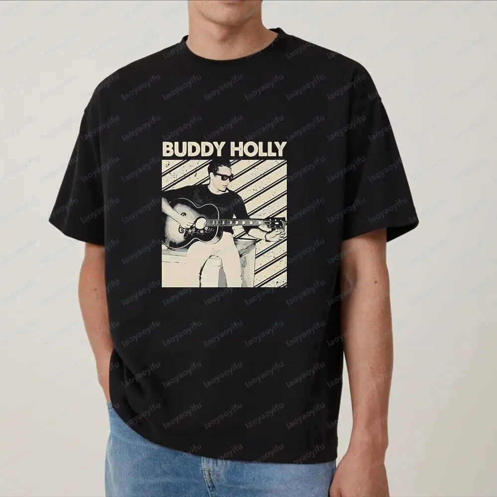 Buddy Holly - Loose Shirt - Neutral Trendy Original Street Short-Sleeved T-Shirt Suitable for Both Men and Women - Large Size
