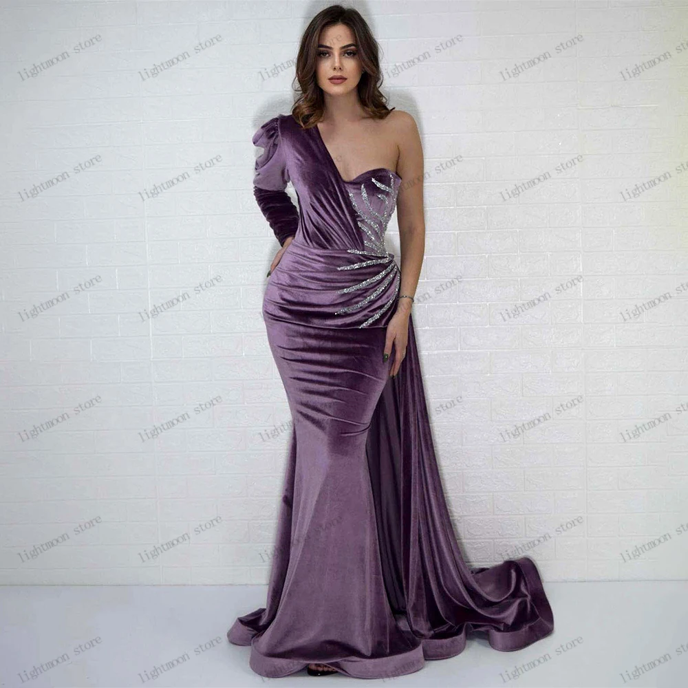 Vintage Evening Dresses Sexy Prom Dress High Slit Backless One Shoulder Sheath Mermaid Beading Appliques 2024 Vestidos De Gala