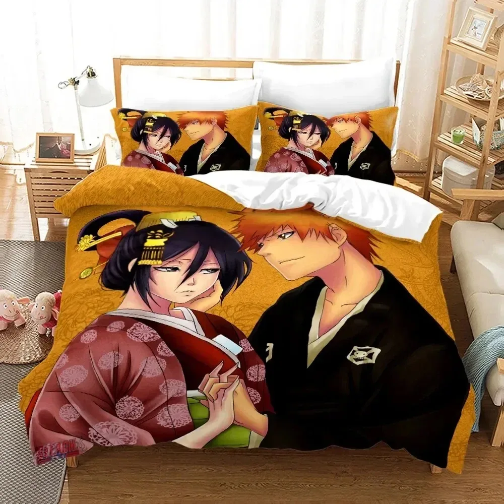 3D Anime Bleach Kurosaki Ichigo Duvet Cover Pillowcase Bedding Set Double Twin Full Queen King Adult Kids Bedclothes Quilt Cover