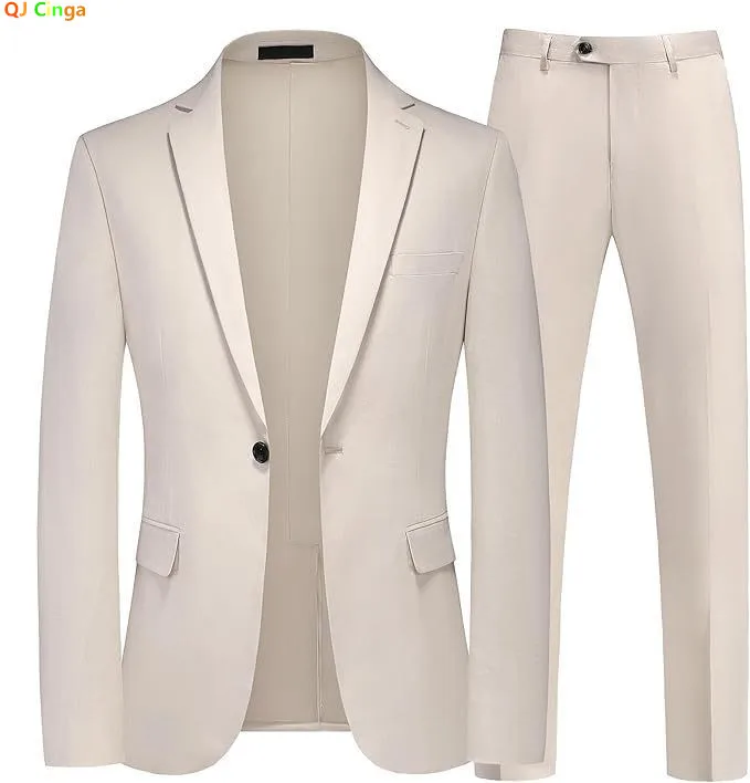 

Мужской синий костюм-двойка: однобортный пиджак с длинными рукавами и брюки, идеально подходит для свадеб, вечеринок, офиса