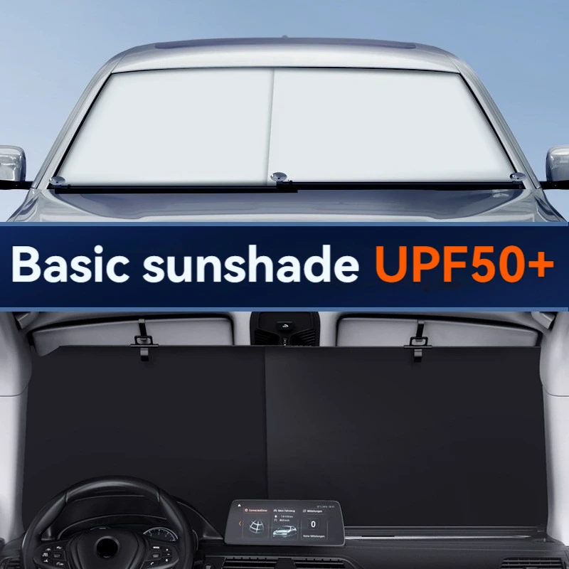 Retractable Twin-Bar Car Windshield UV Insulating Sunshade With Hooks and Suction Cups On The Front UV Blockd Suction Cups