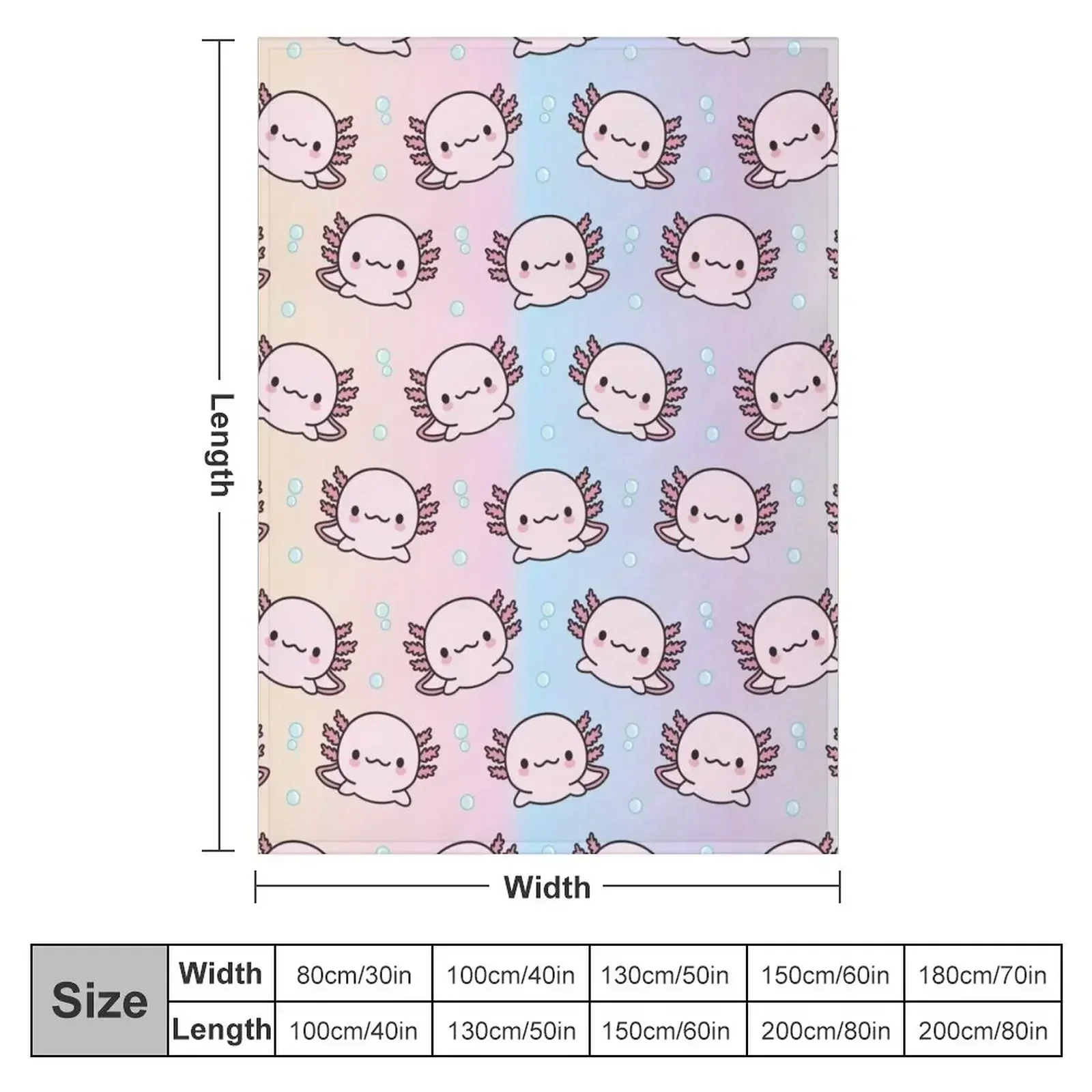 Cute Axolotl Throw Blanket Flannels Hairy Flannel Fabric Multi-Purpose Blankets