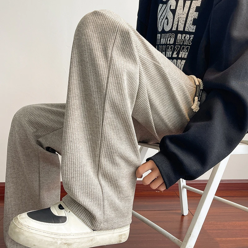 

Мужские вельветовые брюки в американском ретро-стиле, осенне-зимние, свободные, прямого кроя, повседневные, модные, струящиеся, молодежные, стильные