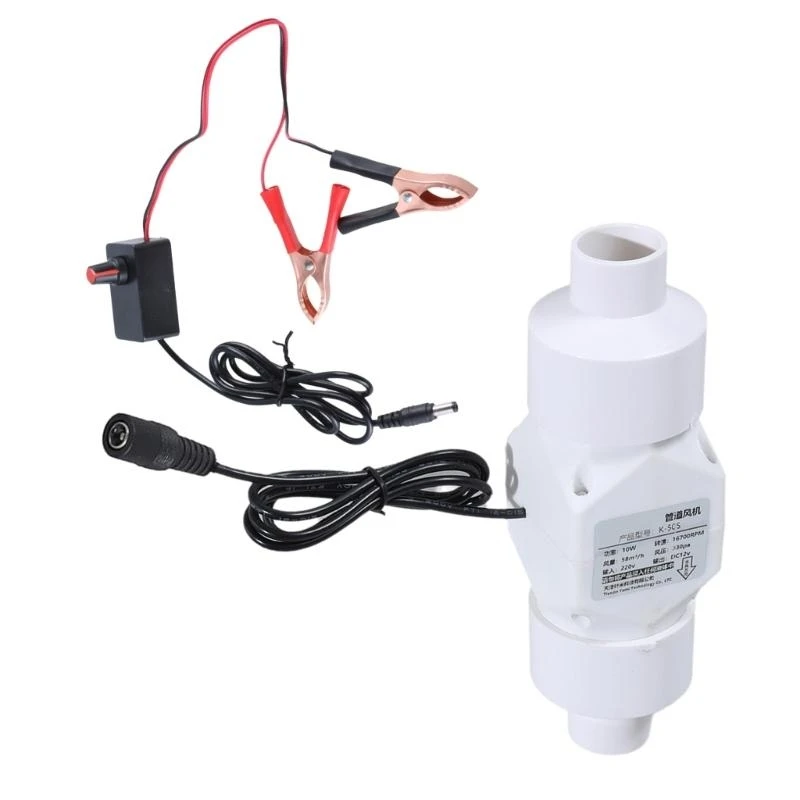 

12V Extractor Fan Low Noise Inline Duct Hydroponic Air Blower Exhaust Fan for Home Bathroom Grow Room Ventilation