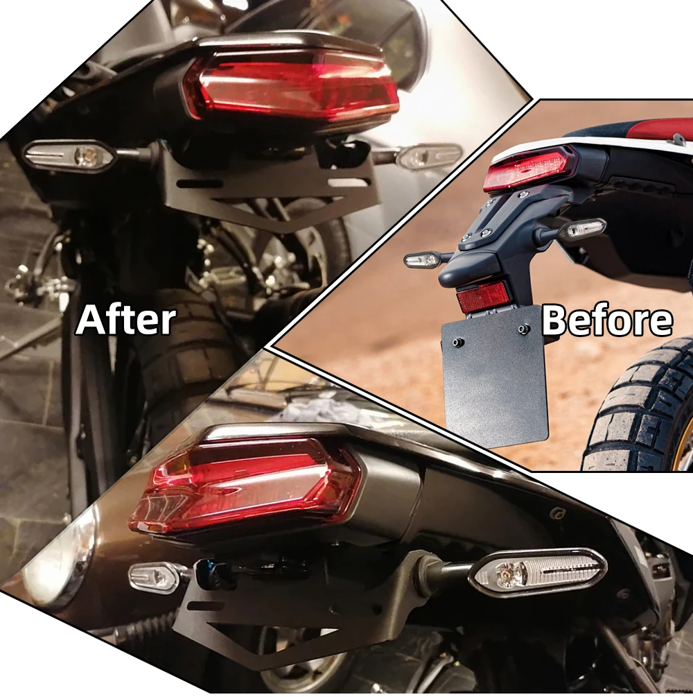 Moto Registration Plate Holder with LED Turn Light License Plate Bracket Tail Tidy Fender For Yamaha Tenere 700 XTZ07 2019-2025