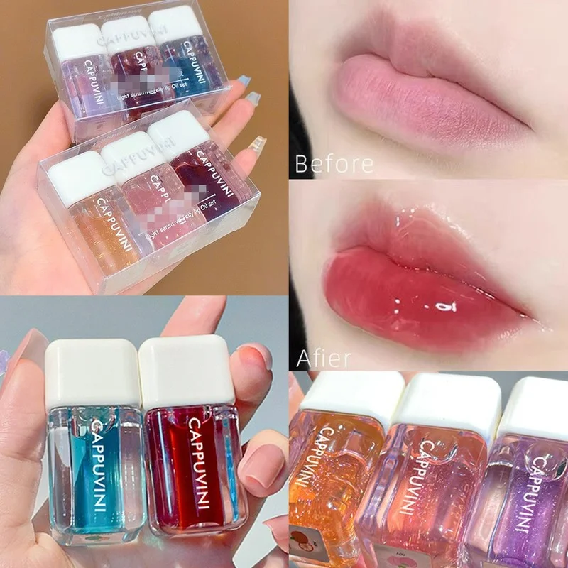 5-kleuren spiegel lipgloss lipolie transparant glas water licht hydraterende lip glazuur kleine vierkante vrouwen lippen make-up cosmetische