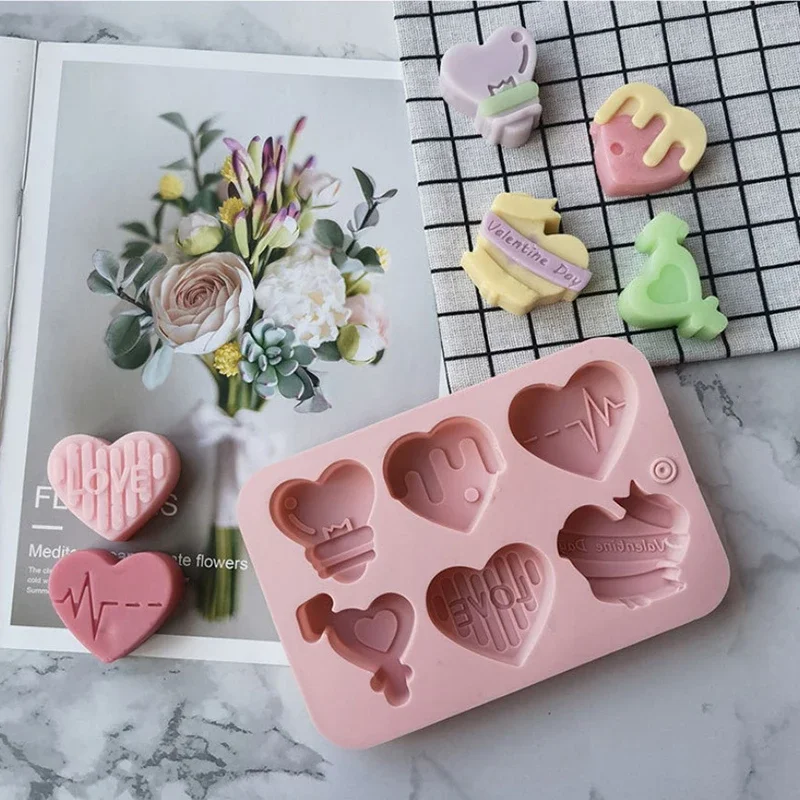 Multicavity Love Heart Chocolate Silicone Mold Candy Biscuit Mould Love Ice Tray Baking Tool Gift Love Fondant Cake Candle Mold