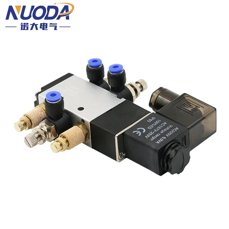 Válvula Solenoide eléctrica neumática 4V210-08, 5 vías, Control de 2 posiciones, aire, Gas, válvula magnética, 12V, 24V, 220V, 4mm-12mm, accesorios