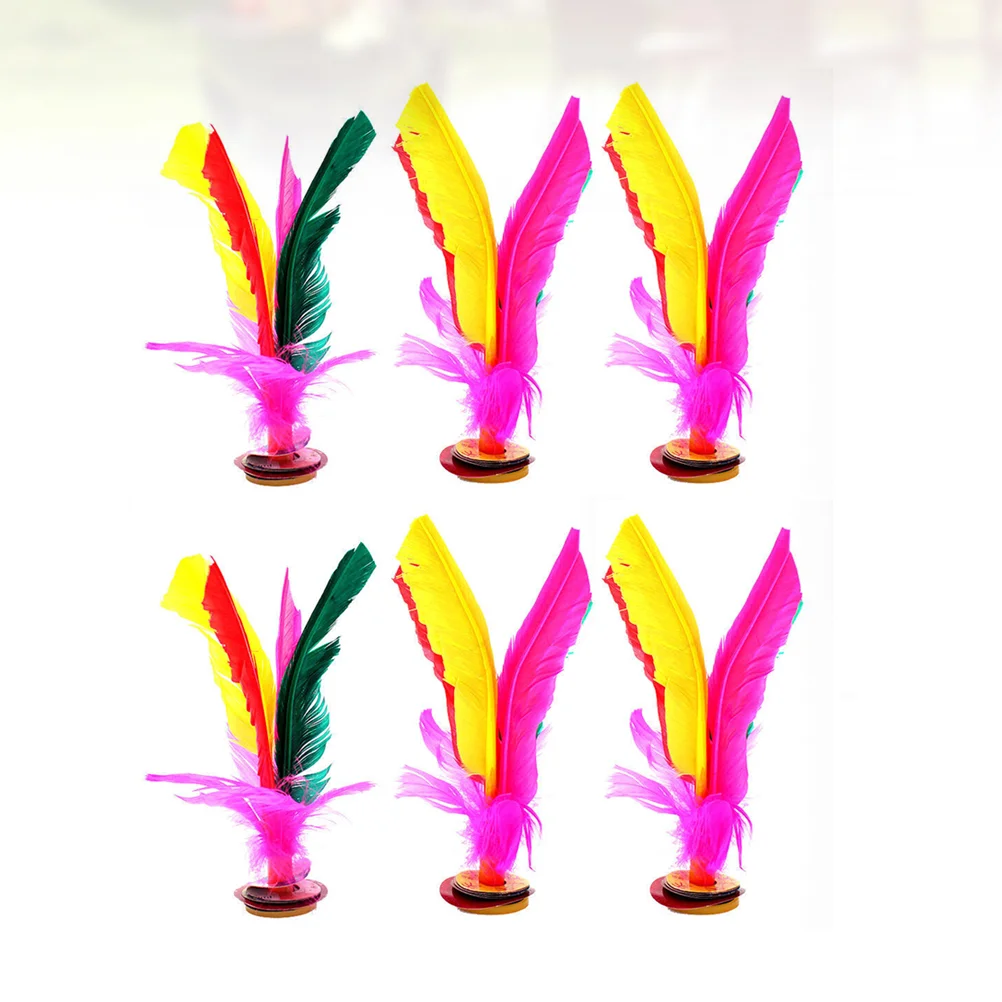 6 Pcs Child Chinese Shuttlecock Badminton Shuttlecocks Rubber Foot Kicking