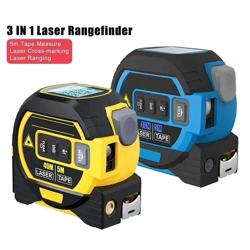 

3 in 1 Laser Tape Measure Rangefinder 40M/60M Infrared High-precision LCD Display Electronic Ruler Measuring Instrument Tools