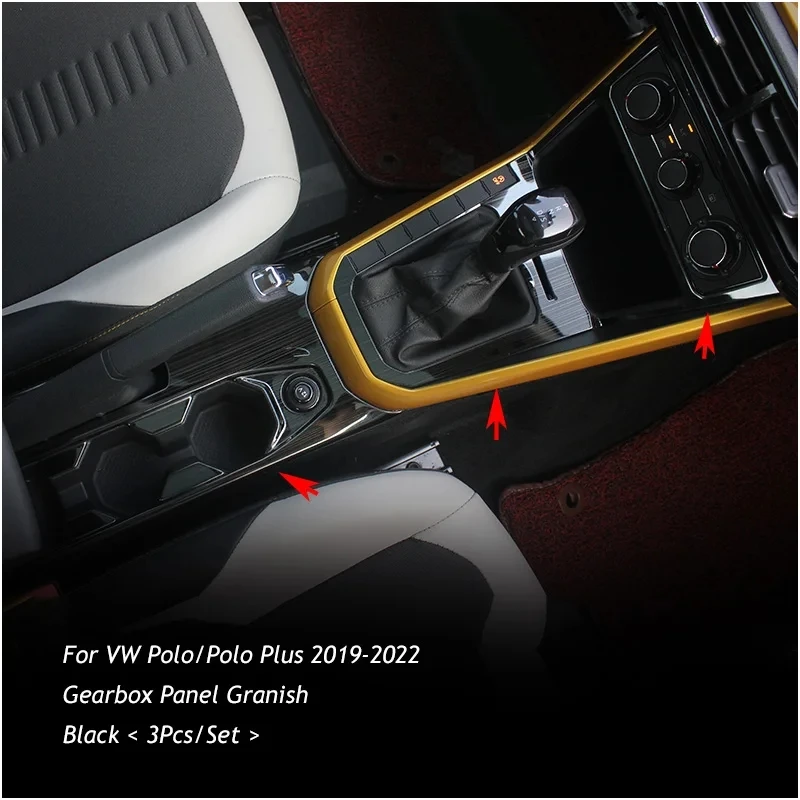 For VW Polo/Polo Plus MK6 2019-2024 Car Console Gearbox Panel Trim Frame Cover Sticker Strips Garnish Decoration Stylin