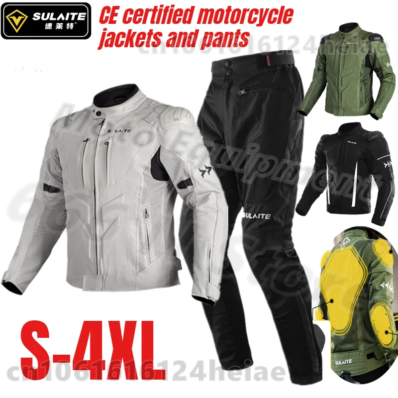 

Мотокостюм SULAITE с сертифицированной CE защитой от падений, летние дышащие мотокуртки и брюки для гонок