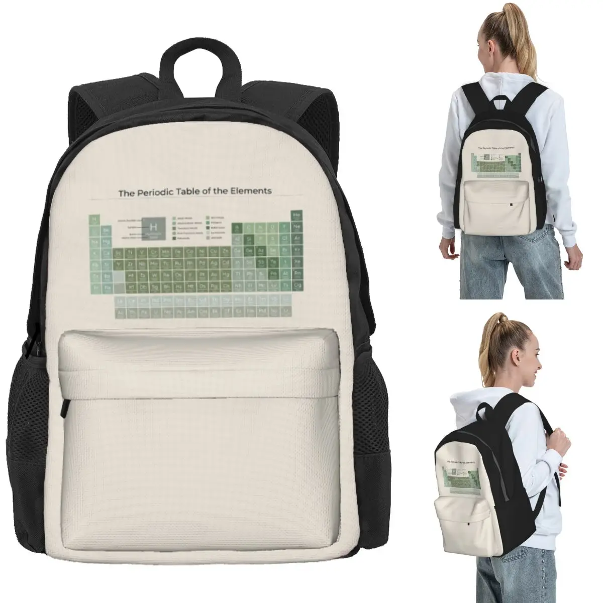 The Periodic Table Of The Elements Evergreen On Sand Backpack Daypack Children BookBag School Bag Shoulder Bags for Men Women