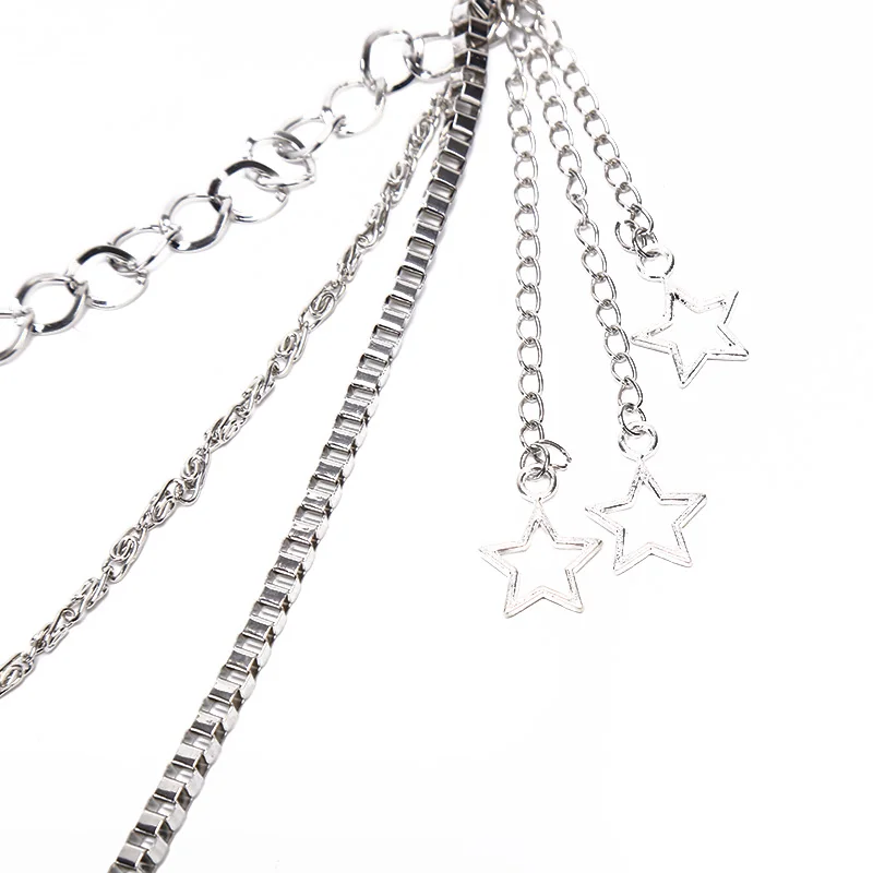 القوطية الشرير 3-Layer السراويل المعدنية سلسلة النساء الهيب هوب جان مفتاح المحفظة ستار التبعي