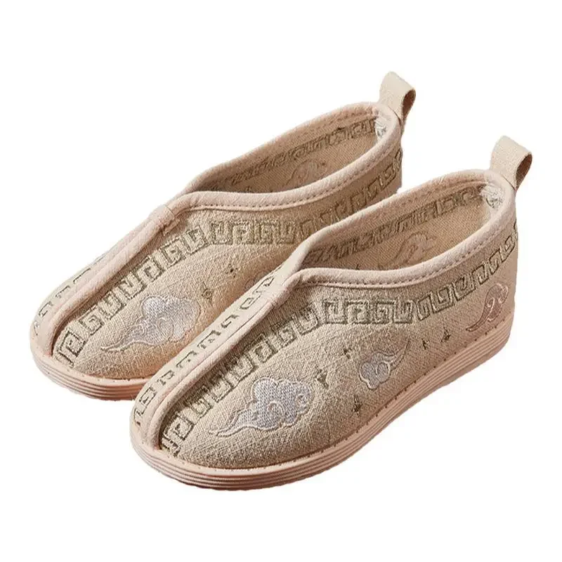 Boys Hanfu Performance Shoes Handmade Embroidery Children\'s Flats Slip-on Fashion Chinese Ancient Style Kids Causal Cloth Shoes