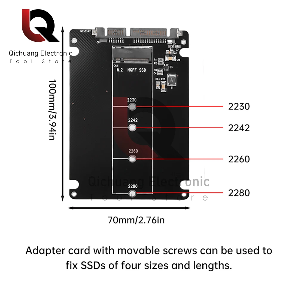 SATA3.0 6Gbps M.2 NGFF SSD To SATA3 Adapter Card M2 NGFF SSD To SATA3.0 External Hard Drive Box Hard Disk Adapter Board