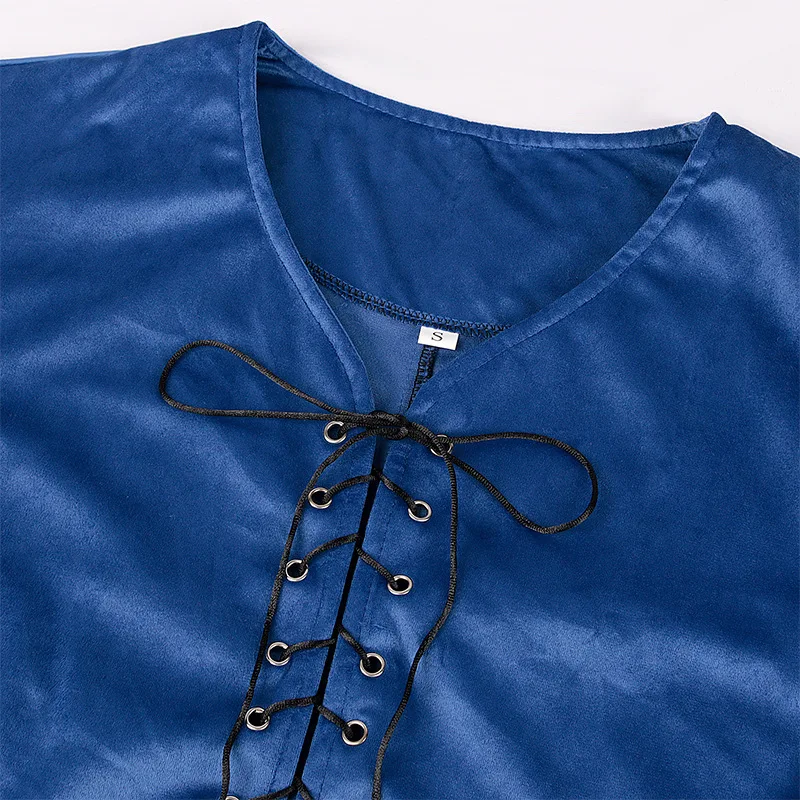 Rompi Vintage Gothic Punk Baru dengan Renda, Kostum Cosplay Halloween Abad Pertengahan, Rompi Tali Cosplay Pria, Rompi Vintage untuk Pesta