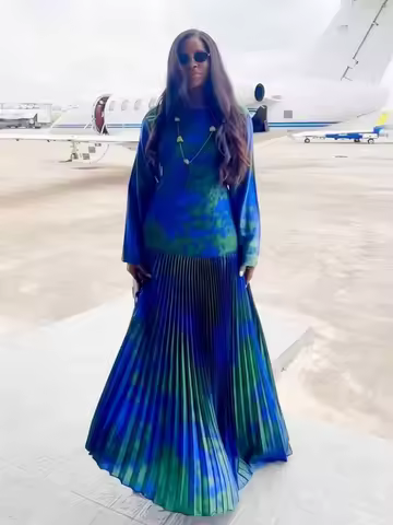 Spring Floral Maxi Dresses Ladies Gradient Tie-dye Dress Online Pleated Evening Gown for Women Bohemian Chic Dress Sustainable