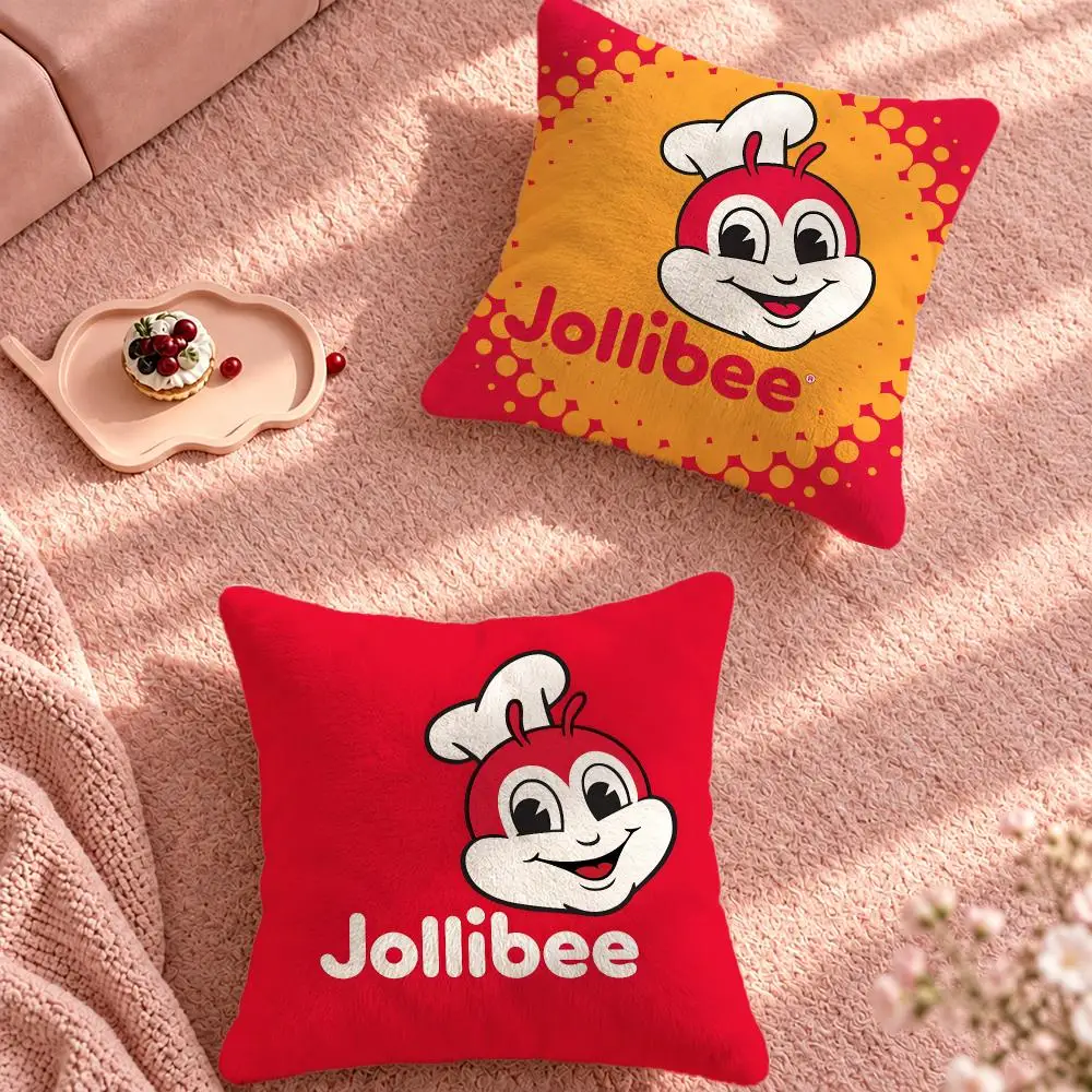 Food Crispy Chicken Jollibee Cushion Cover Cute Cartoon Throw Pillow Cover Soft Plush Cushion Cover Sofa Bedroom Home Decor