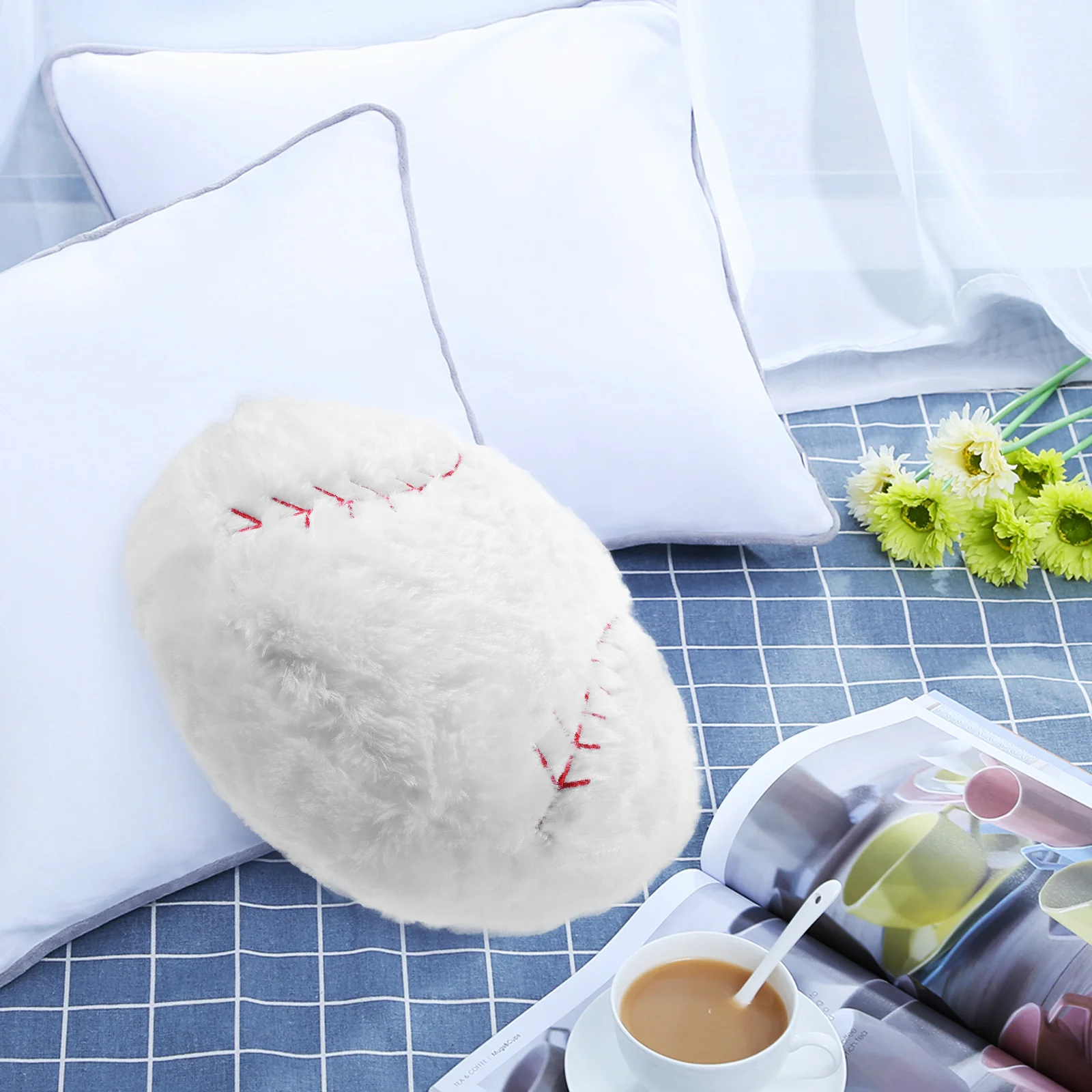 

Baseball Shape Cushion Soft Comfy Round Pillow Home Decorative Throw Cozy Sports Ball Pillow Sofa Chair Bed Accent