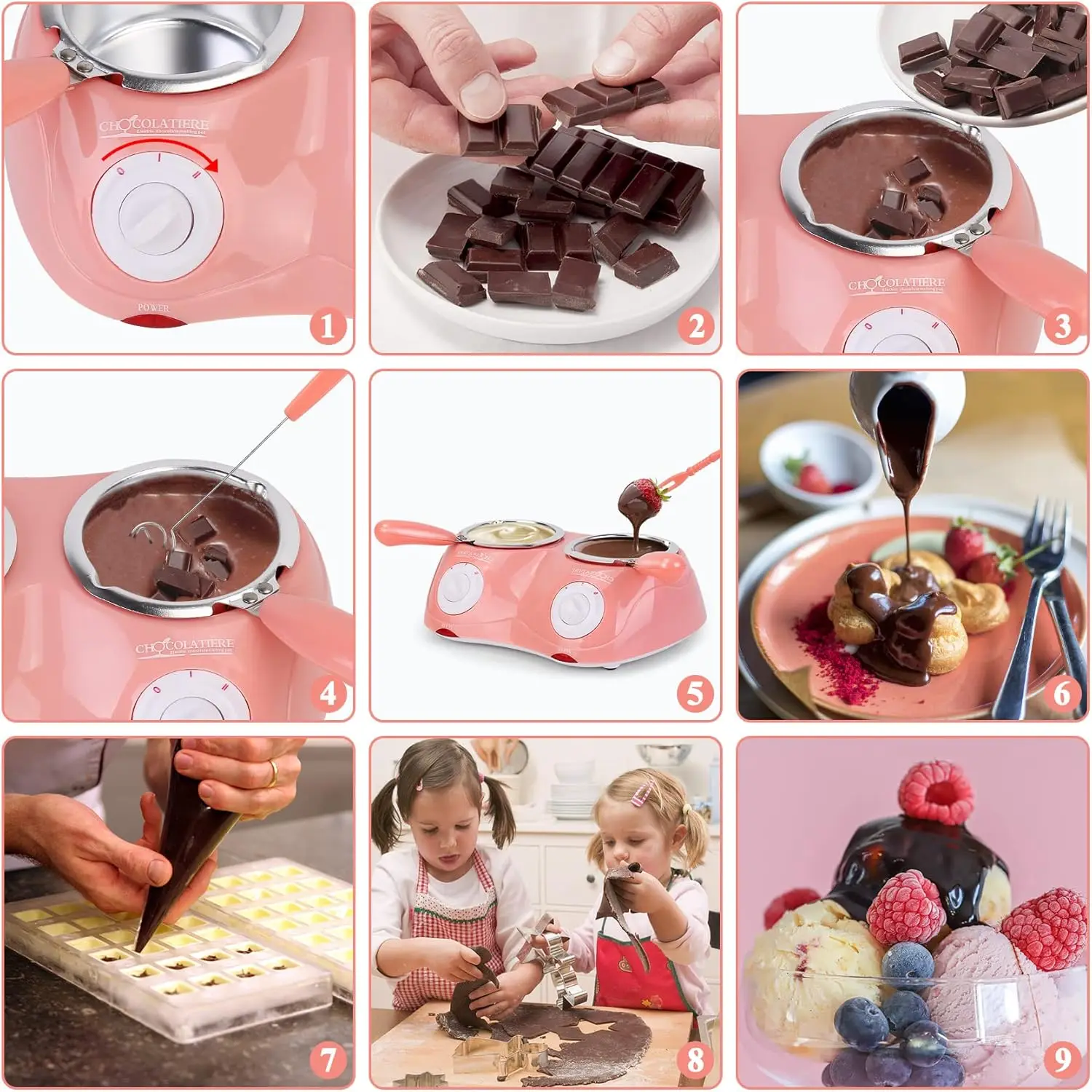 Chocolate Melting Pot Electric Fondue Set Double Chocolate Melting Pot Butter Cheese Melting Heater Suitable for Parties