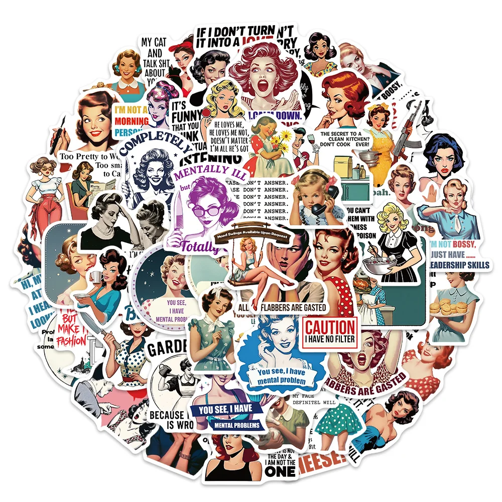 50PCS Women's Quotes Creative Series Stickers DIY Phone Case Decoration Stickers Handmade Desktop Refrigerator Stickers