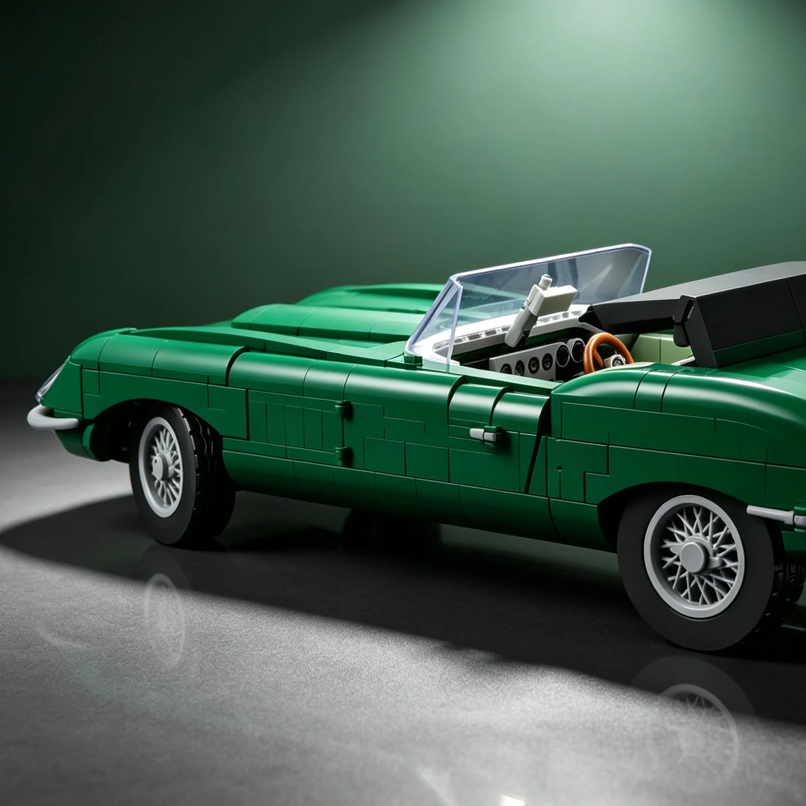 Collection Set Building Blocks British Green Sports Car Type E Display Model Collector's Edition In Stock Christmas Gifts Adults