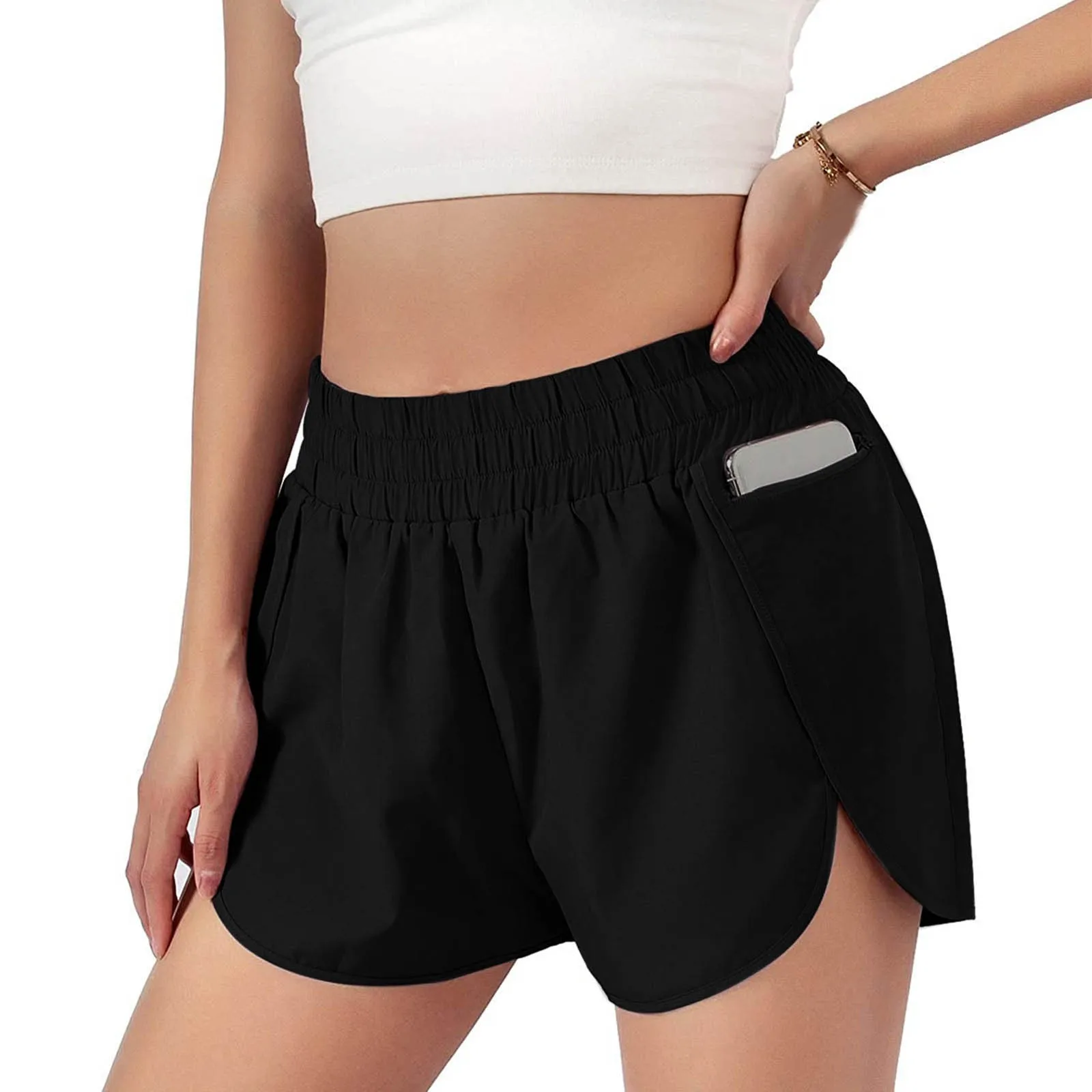 

Elastic Workout High Waist Shorts Running Yoga Fake Women Athletic Shorts Quick Dry Fitness Breathable basketball shorts